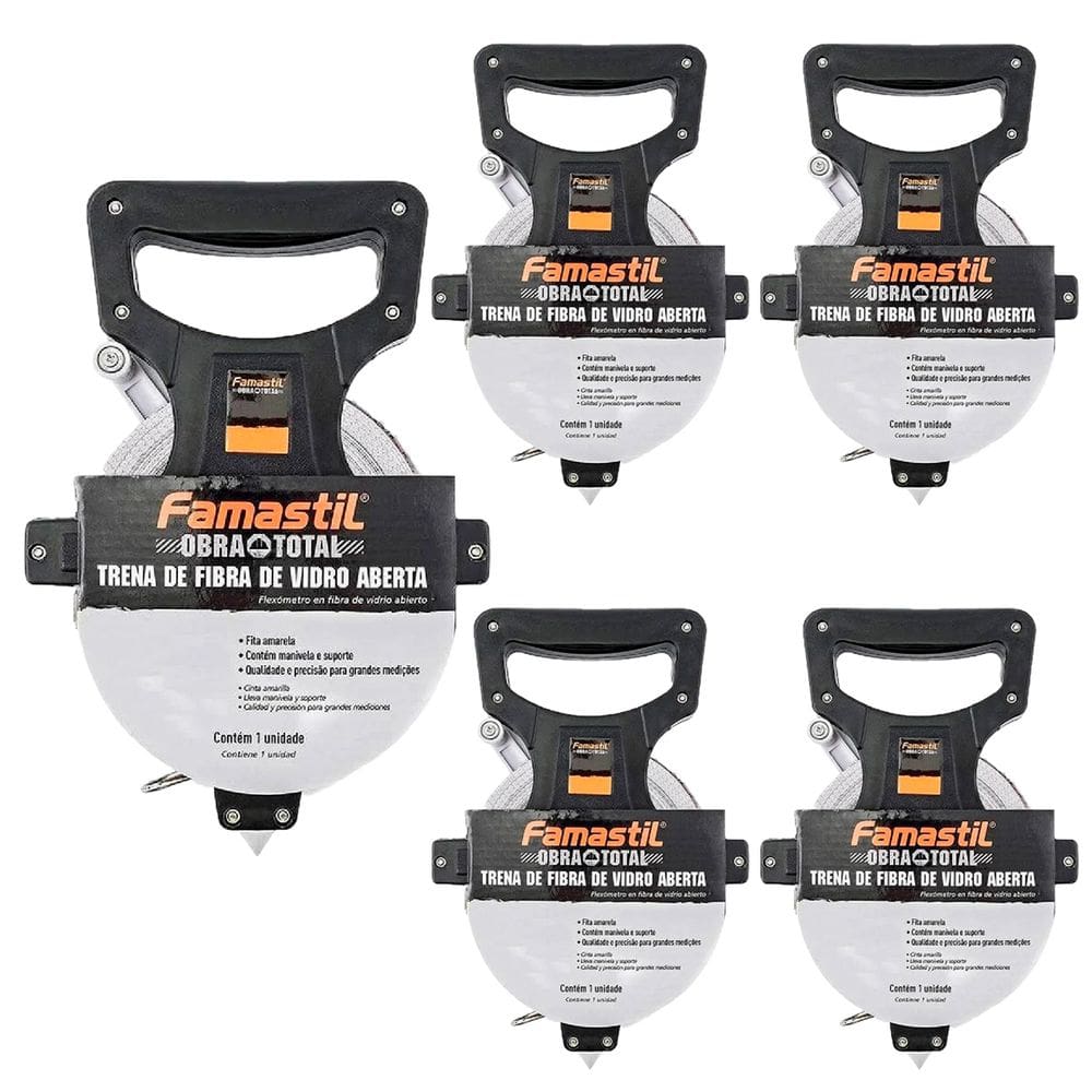 Kit 5 Trena de Fibra de Vidro 50 M X 13 Mm Aberta Famastil
