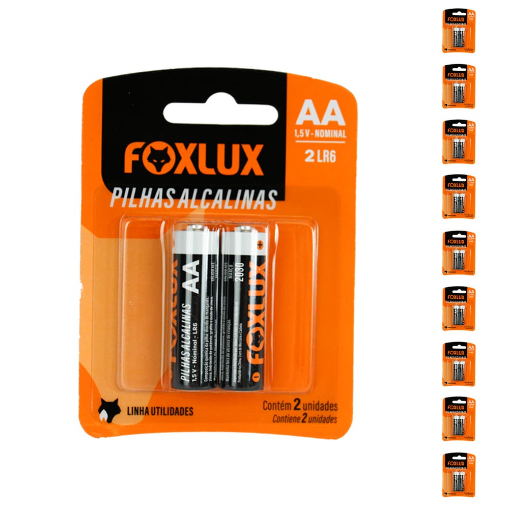 Kit 20 Pilha Alcalina Pequena AA Foxlux