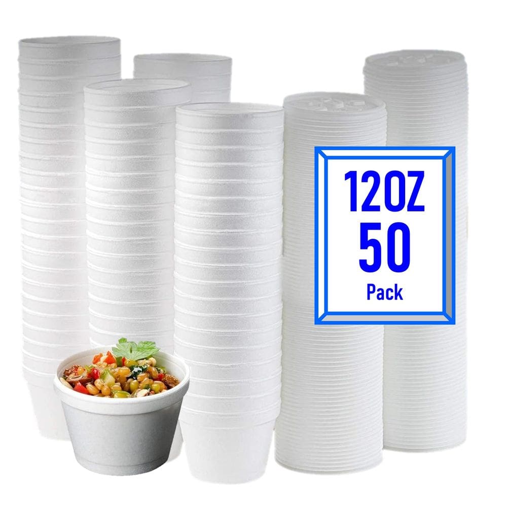 Taça de espuma Mr Miracle 350mL para alimentos quentes e frios com tampa, pacote com 50 unidades