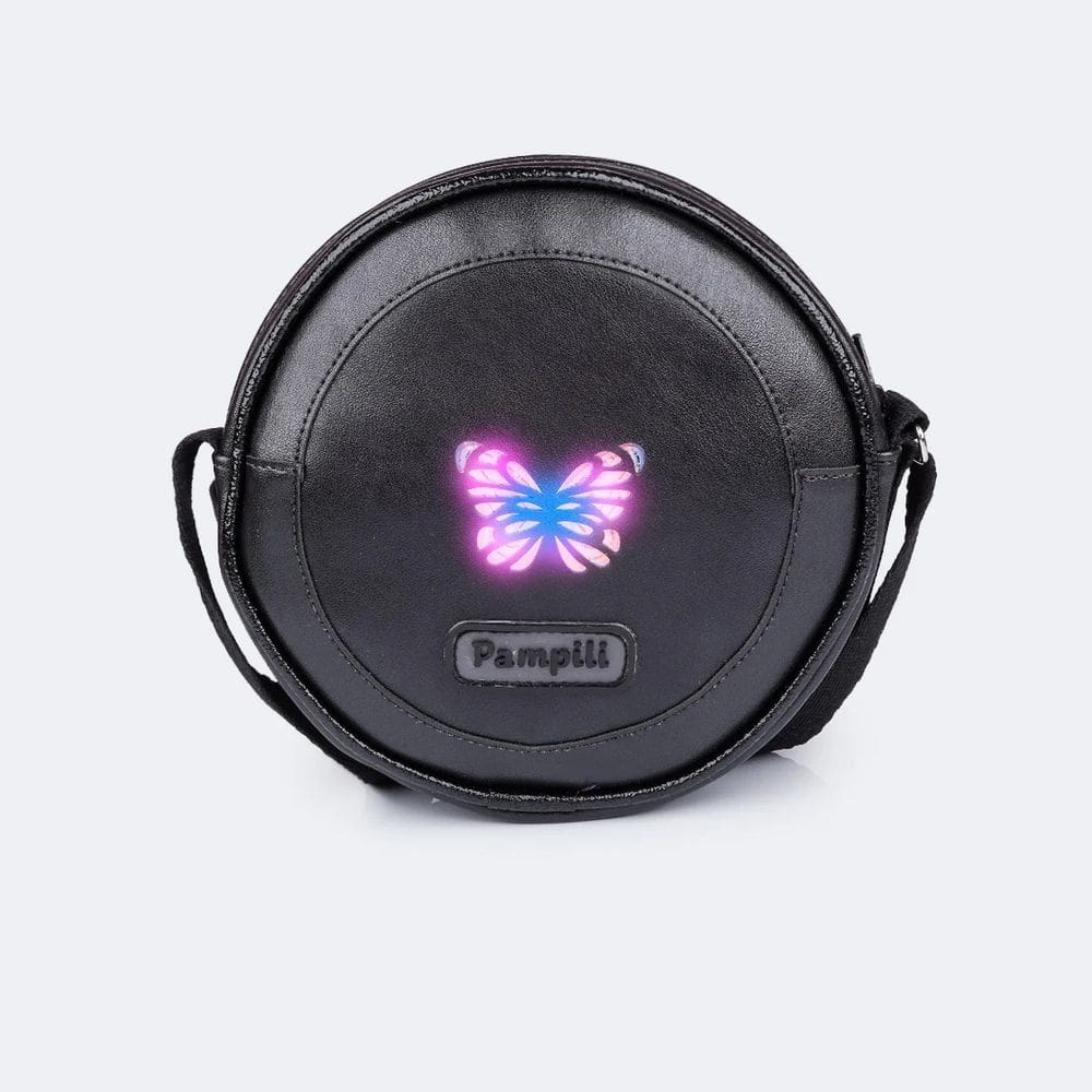 Bolsa de Led Infantil Feminina Borboleta Preta Pampili