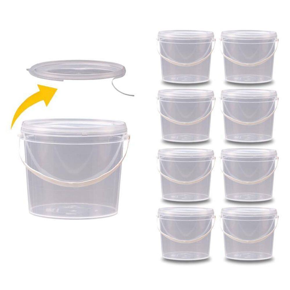 Balde Para Slime 2.2 Litros Transparente - Kit 8 Pçs