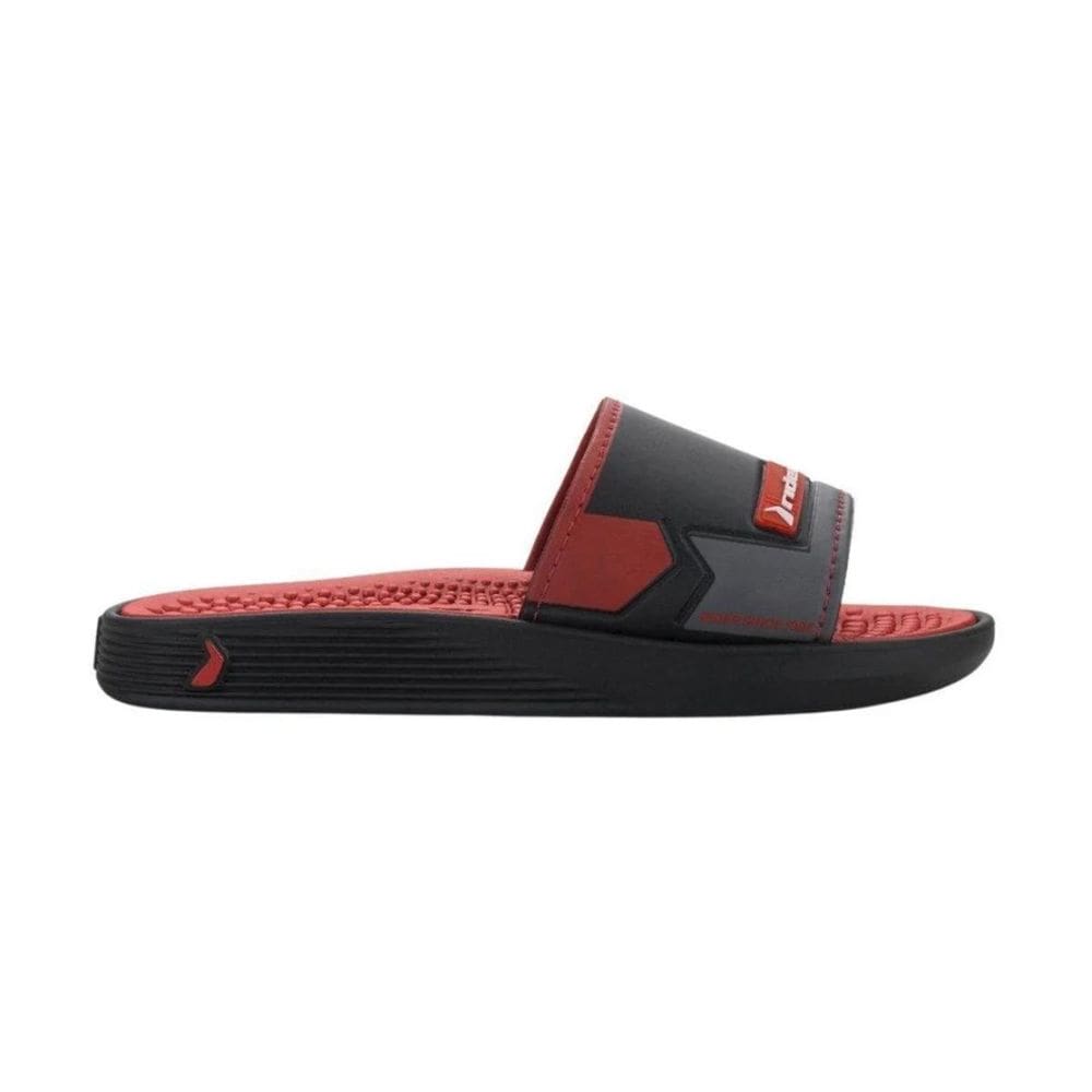 Chinelo Rider Pump II Slide Casual Infantil Meninos Preto Vermelho Grafite 341047