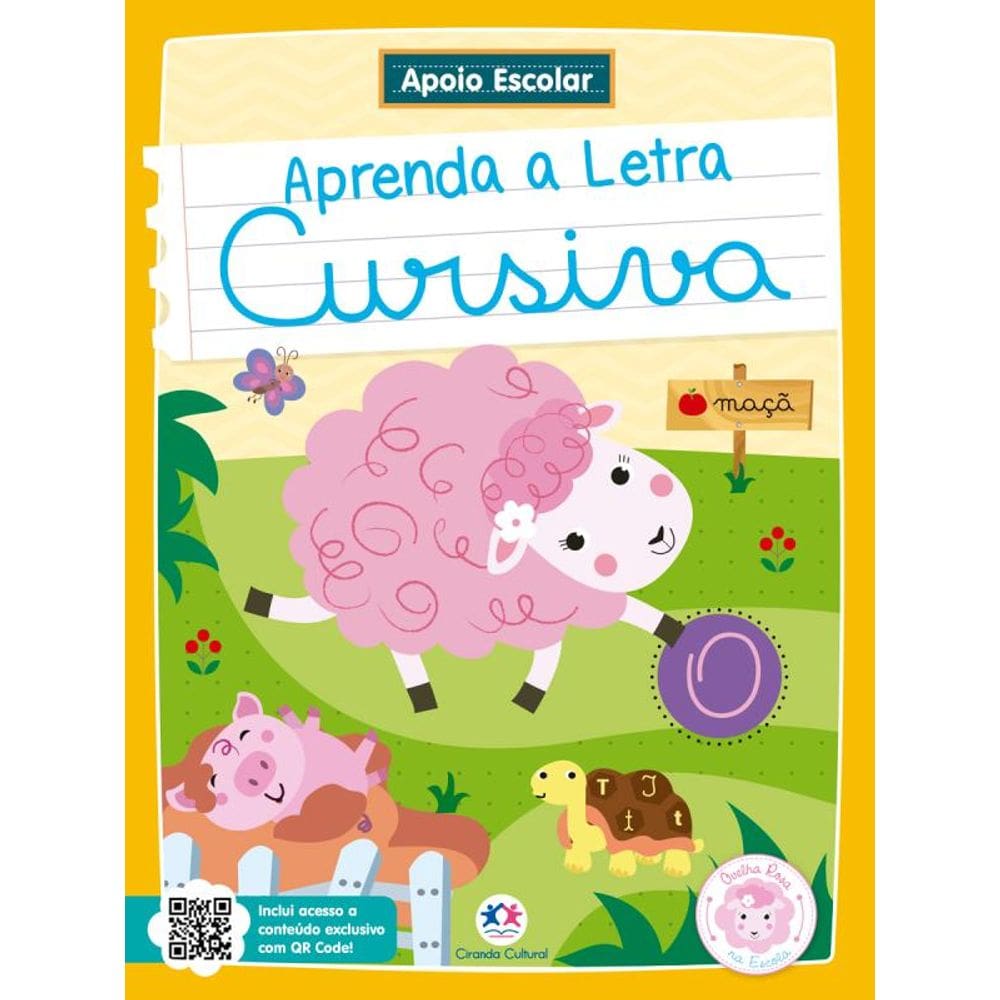 Apoio Escolar - Aprenda a letra cursiva: Ovelha Rosa na Escola