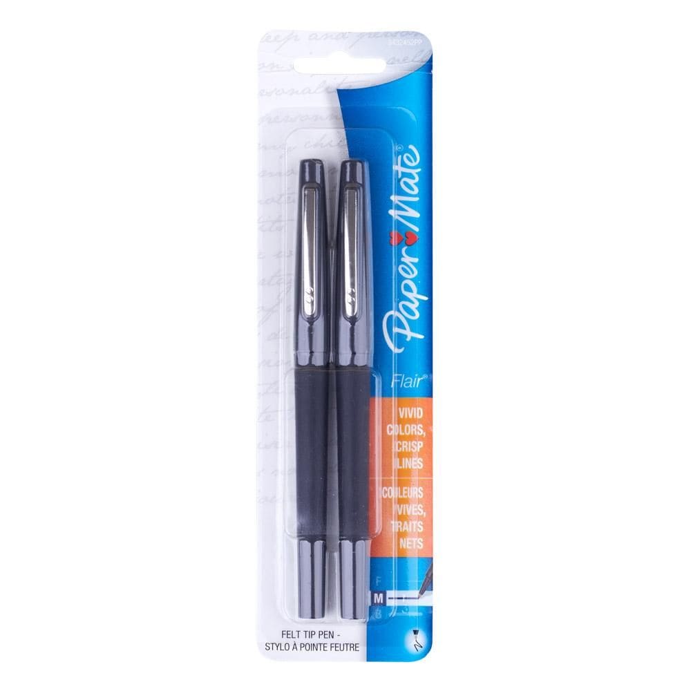Caneta Flair Porosa Com 2 Unidades Paper Preta