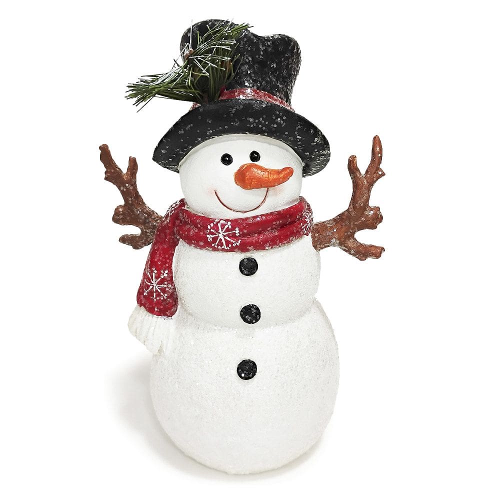 Escultura Boneco de Neve Natalino com Cartola e Cachecol 22cm