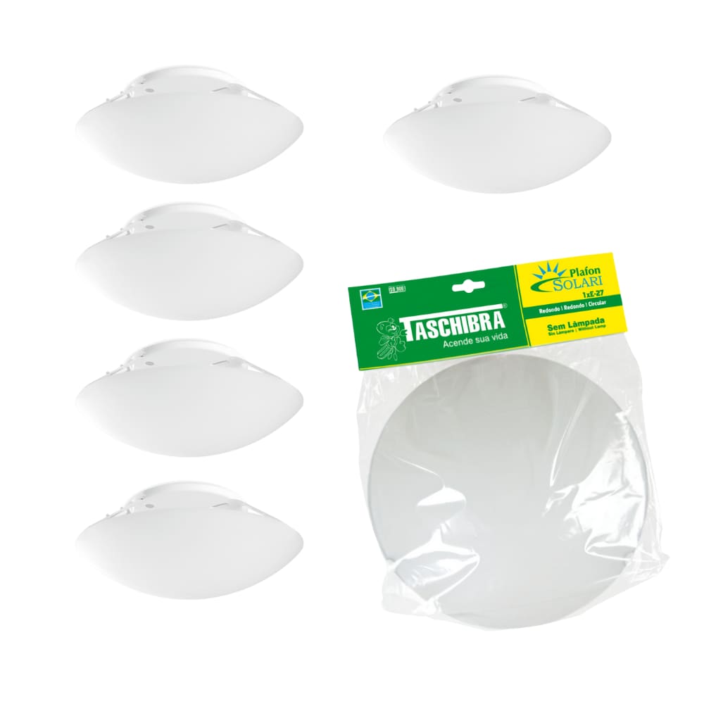 Kit 6 Plafons Solari Redondo Branco Para 2 Lâmpadas E27 Bivolt