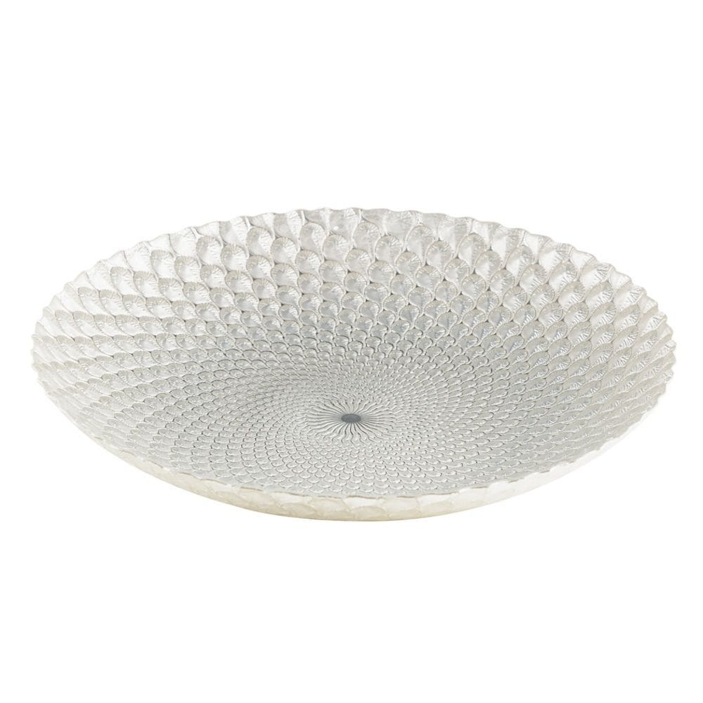 Centro de Mesa Decorativo de Vidro Stambul Branco Perolado 7x40cm Wolff