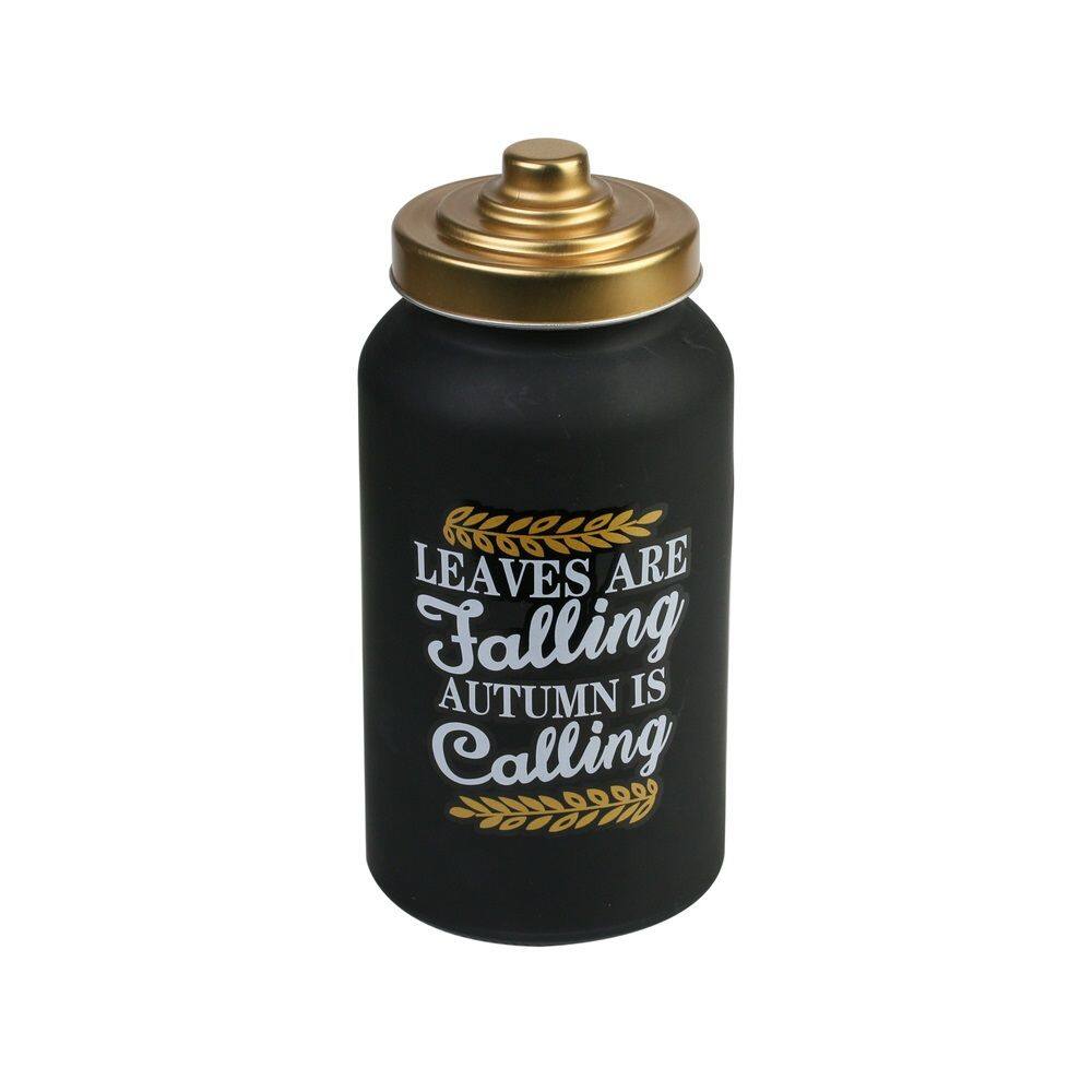 Pote de Vidro Preto Fosco Decorativo C/Tampa de Metal Dourado 1,3 Litros Royal Decor