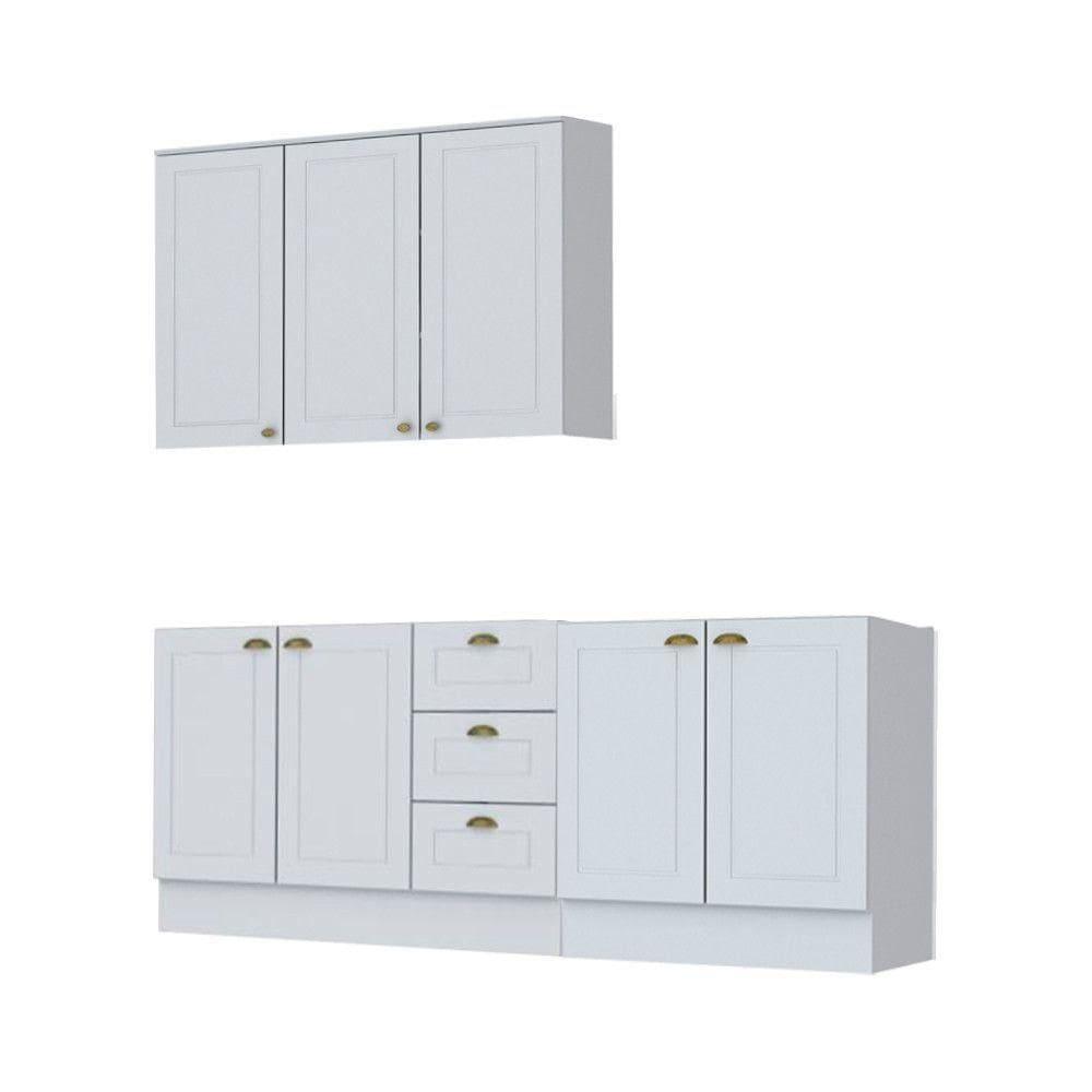 Cozinha Modulada 3 Peças Com Tampo Henn Americana Branco