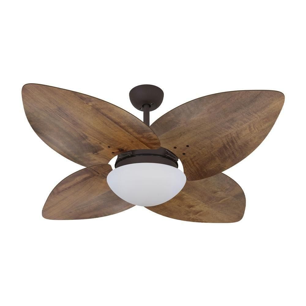 Ventilador De Teto Kovalski Marrom Texturizado 4 Pás Rádica Imbuia 110V