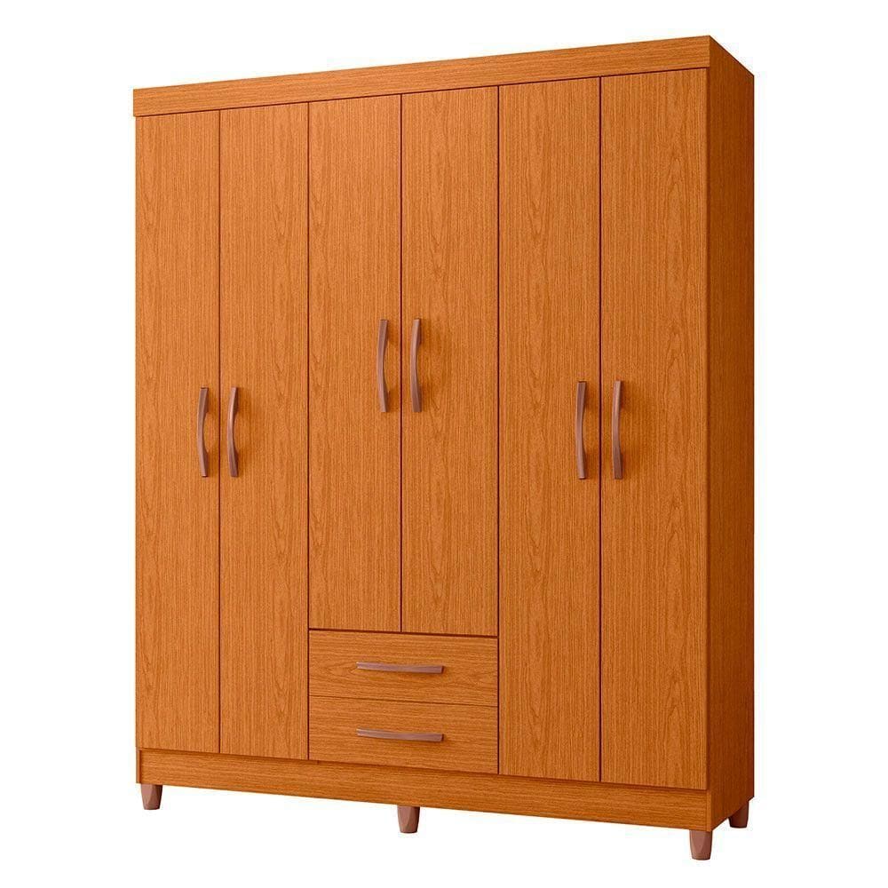 Guarda-roupa Albatroz âmbar 6 Portas Casal Mdp 2 Gavetas Cinamomo