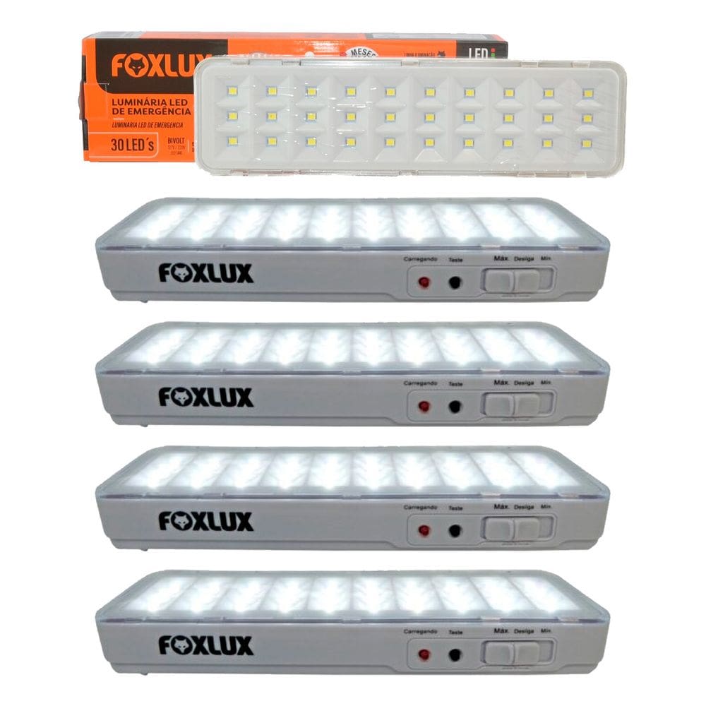 Kit 5 Luminária LED Emergência Bivolt Recarregável Foxlux