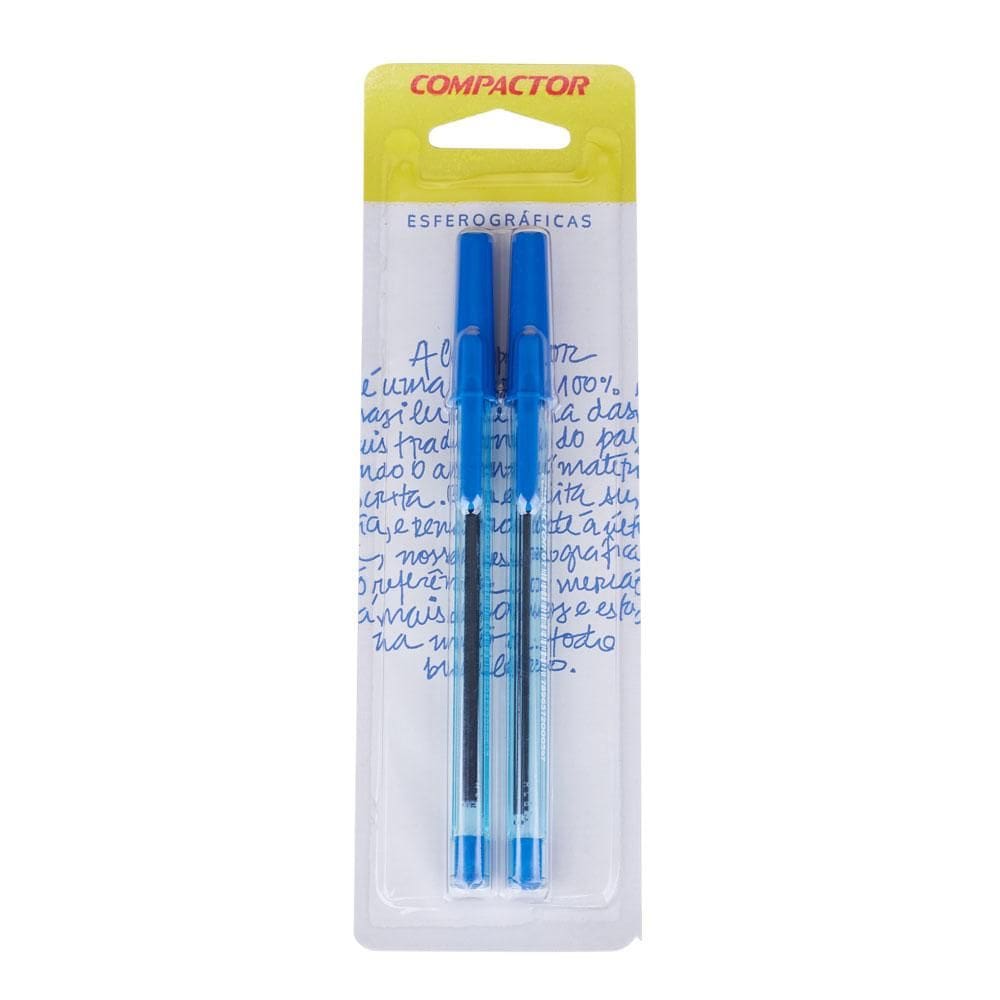 Caneta Esferográfica 0.7mm Azul com 2 Compactor