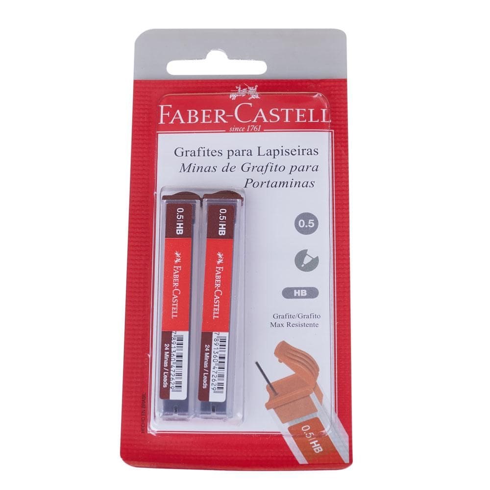 Grafite para Lapiseira HB 0.5mm com 48 Faber Castell SM/TMG05HB