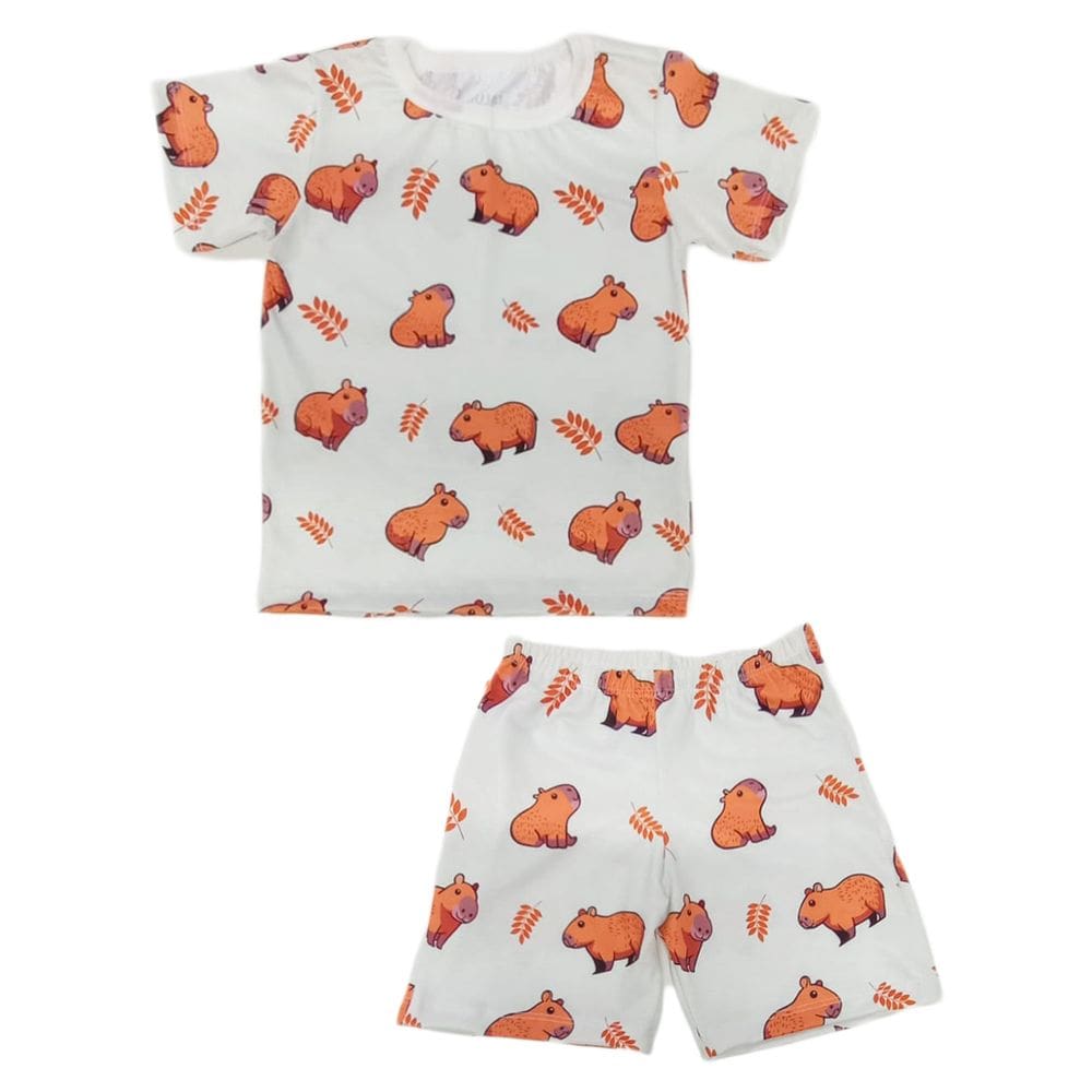 Pijama Infantil Manga Curta Estampa Capivara