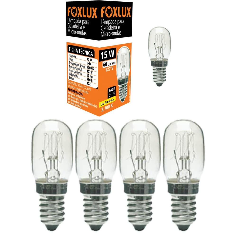 Kit 5 Lampada E-14 Geladeira/Microondas 15W 220V Famastil