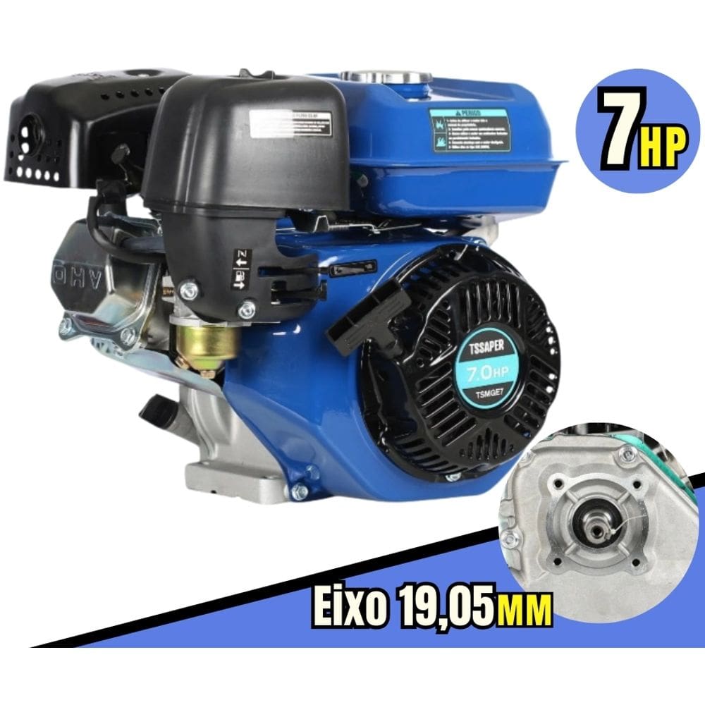 Motor Estacionario a Gasolina 7HP 4T Tsaper TSMGE-7 210cc p/ Maquinas Agricolas, Betorneiras, Microtratores, Moinhos
