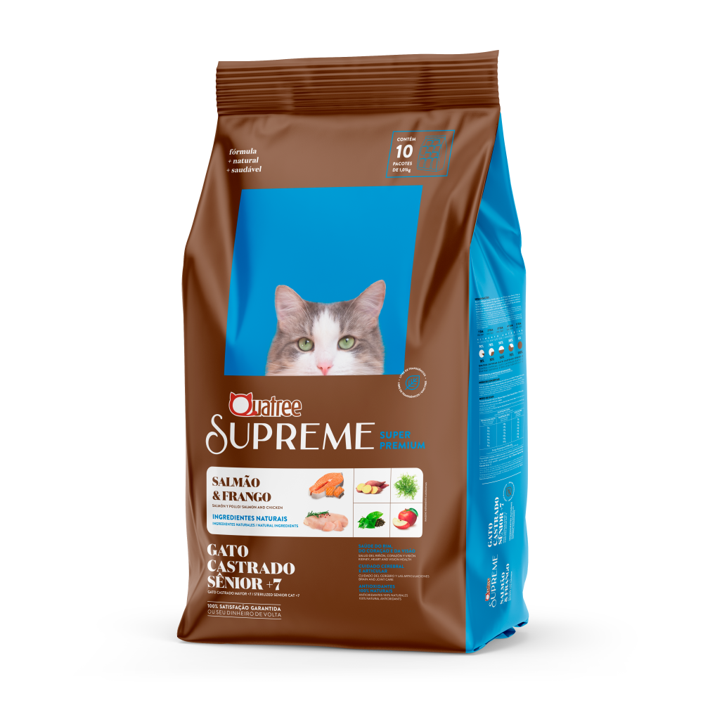 Raçao Quatree Supreme Gatos Castrados Senior 7+ 10.1Kg
