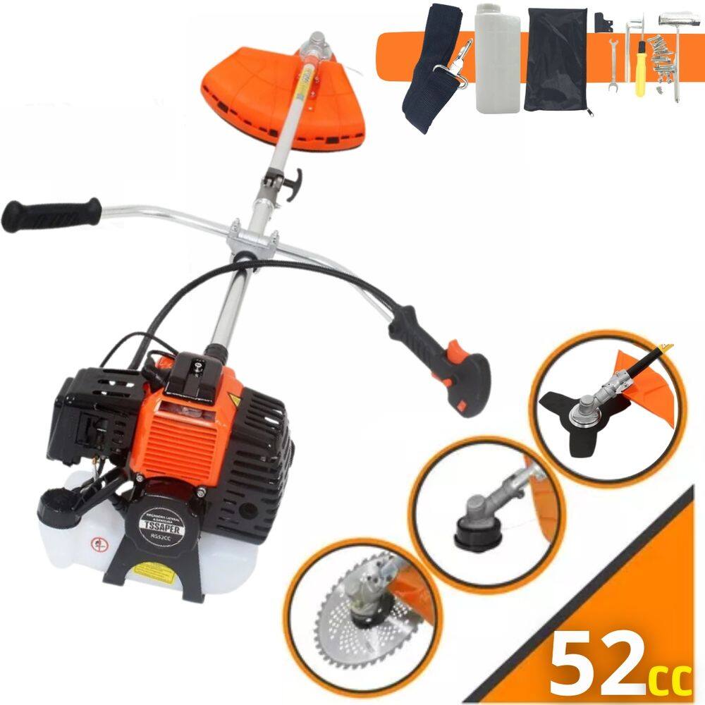 Roçadeira Profissional a Gasolina TSAPER RG52CC 52cc Faca 3 pontas + Lamina de Videa 40 Dentes p/ Troncos
