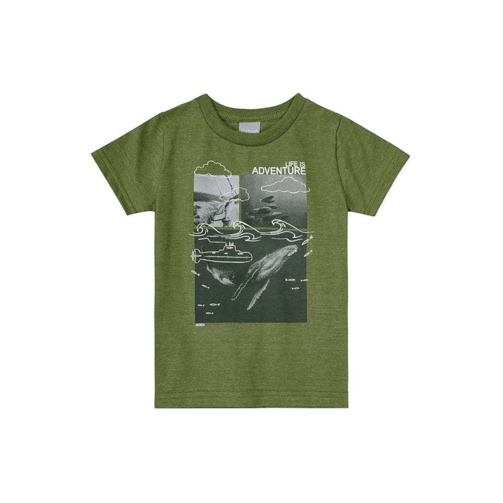 Camiseta infantil menino em malha mercla Mundi