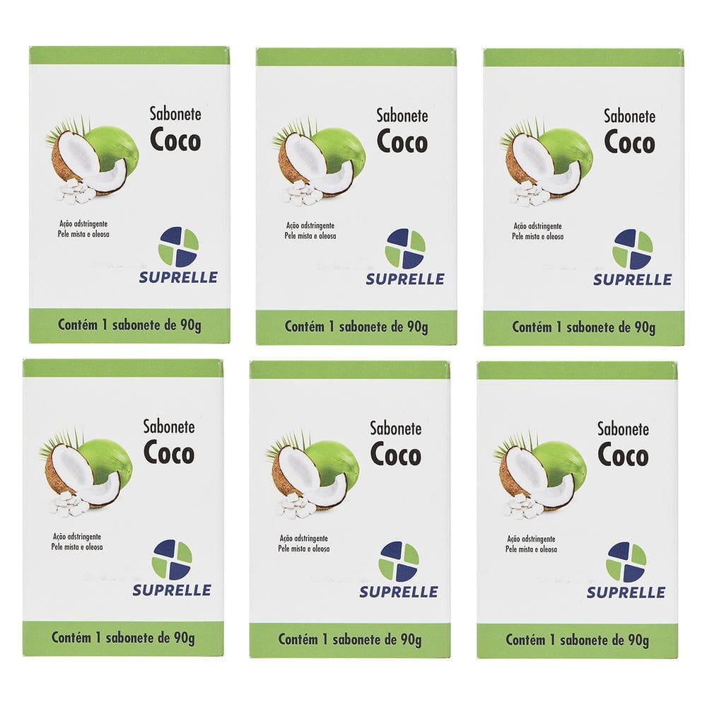 Kit 6 Sabonete Suprelle Coco 90G