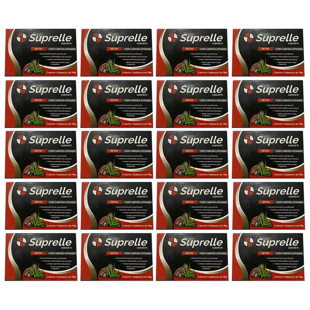 Kit 24 Sabonete Suprelle Carvão Ativado 90G