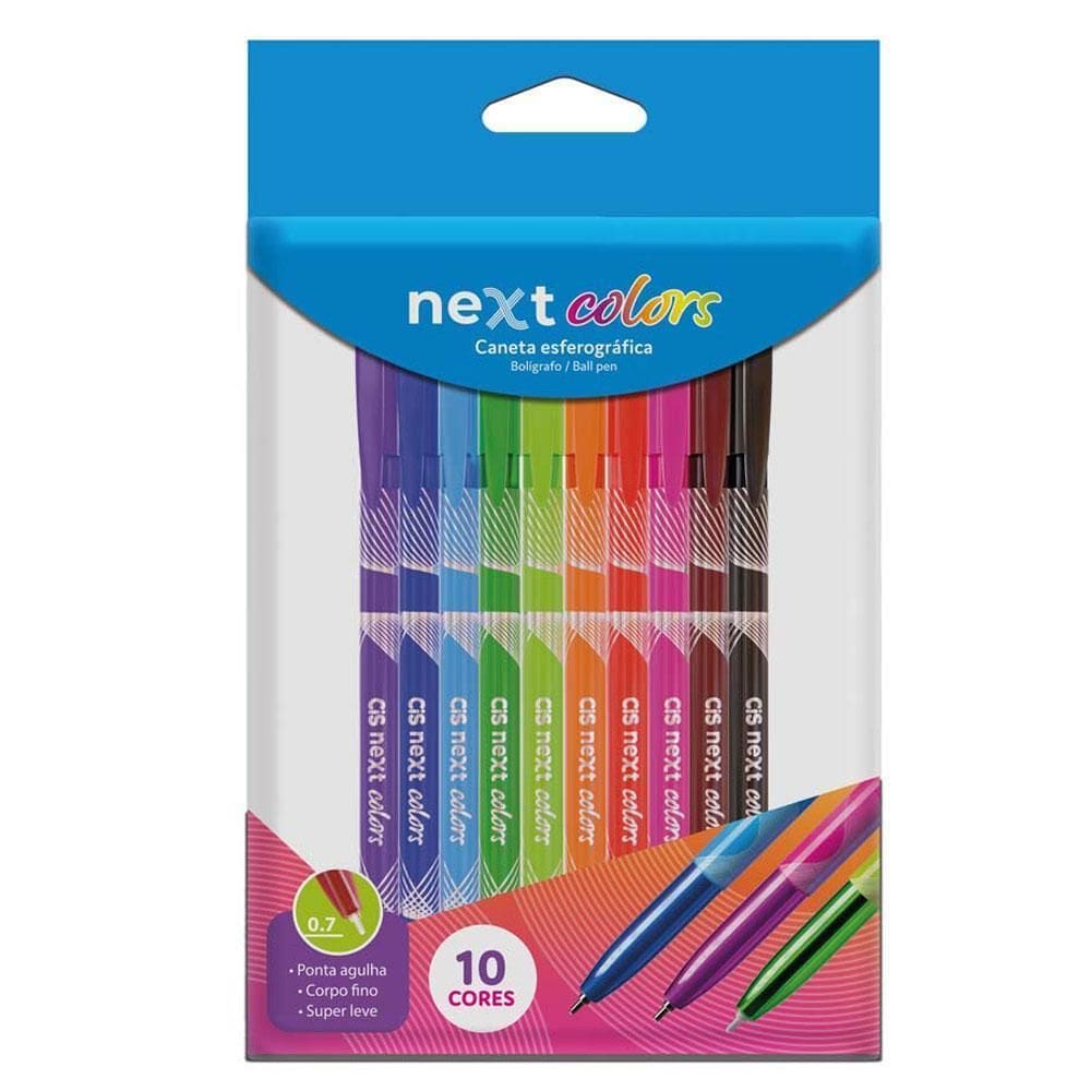 Caneta Esferográfica 0.7Mm Next Colors Estojo Com 10 Cis