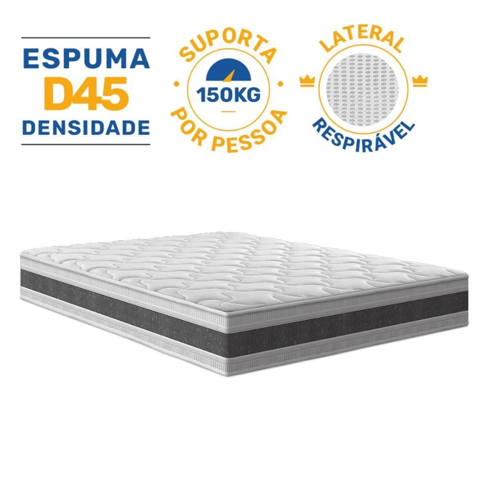 Colchão de Espuma D45 Double Face Air Pro Força Anjos Queen 158cm