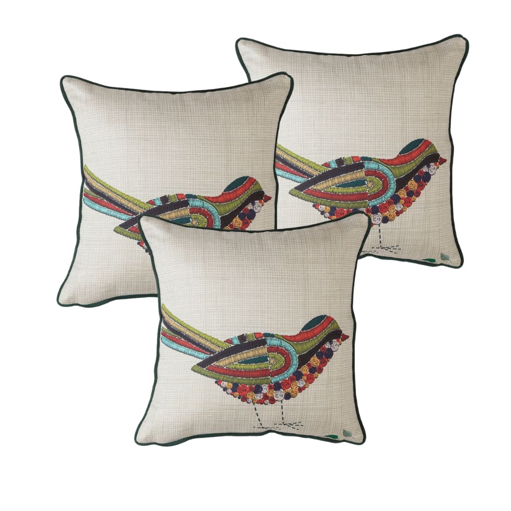 Kit 3 Capas de Almofada 43 x 43 Estampada Lilly Passaros Jolitex