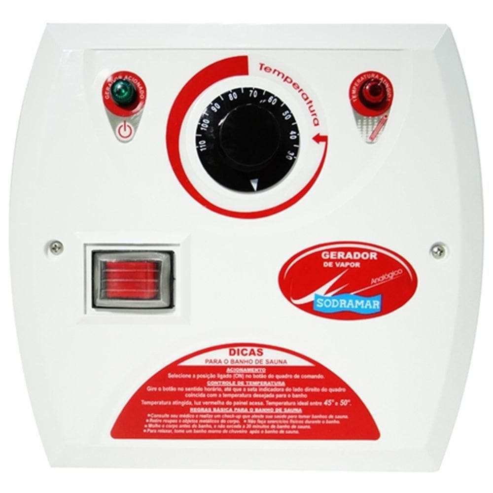 Comando Analógico Para Sauna à Vapor Steam Inox E Universal 12 Kw Bifásico 220/380v Até 120°c - Sodramar