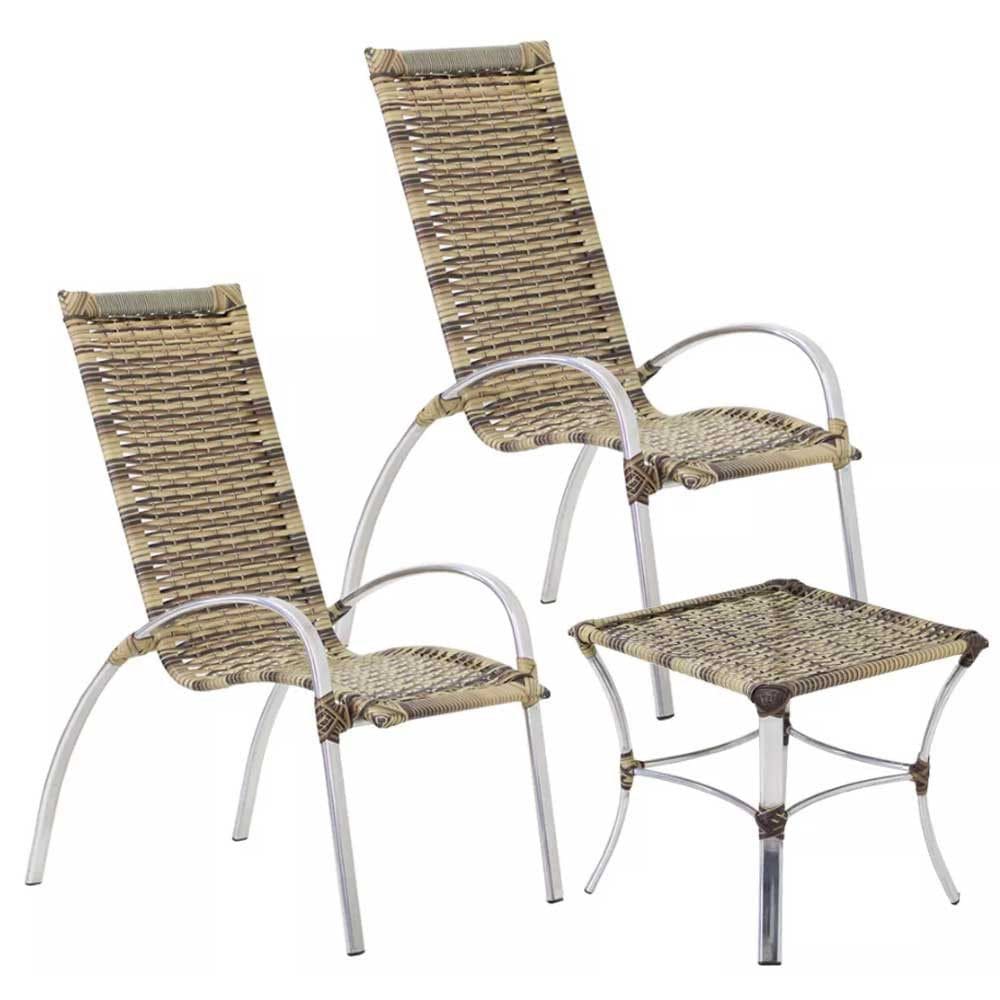 2 Cadeira Em Alumínio Garden e Mesa Garden Para Area Piscina Varanda Trama