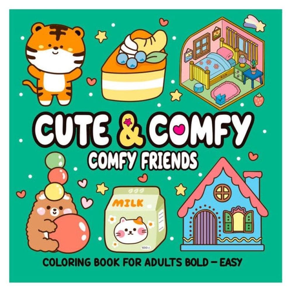 Cute & Comfy Coloring Book For Adult Bold Easy - Comfy Friends - Livro De Colorir Adulto