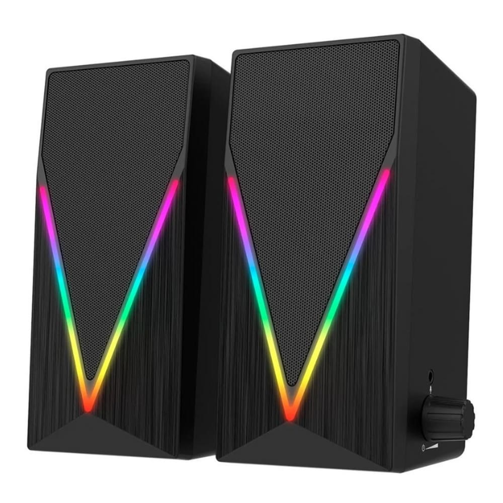 Caixa De Som Gamer Rise Mode Aura Sound S3 RGB Rainbow 3W*2 Preto - RM-SP-03-RGB