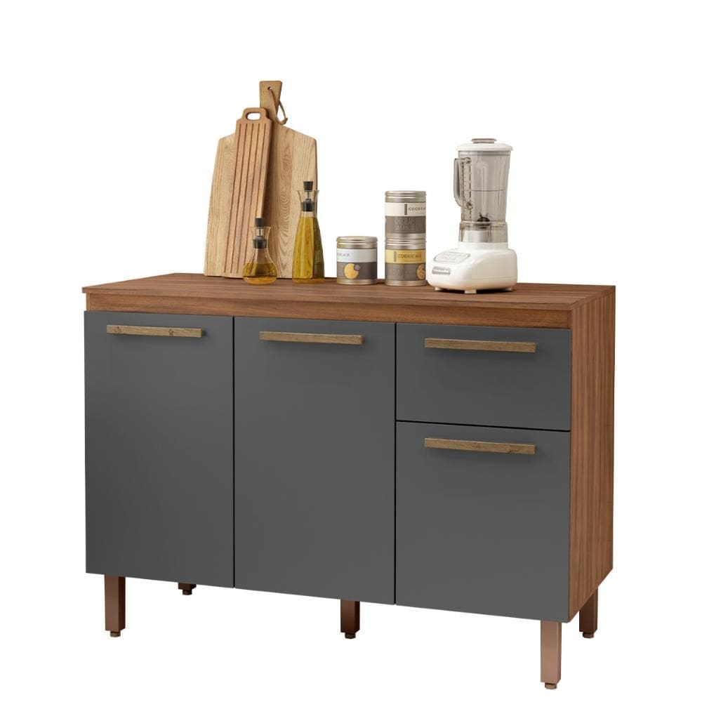 Balcão Cozinha Pop 120 cm com Tampo 3 Portas e 1 Gaveta