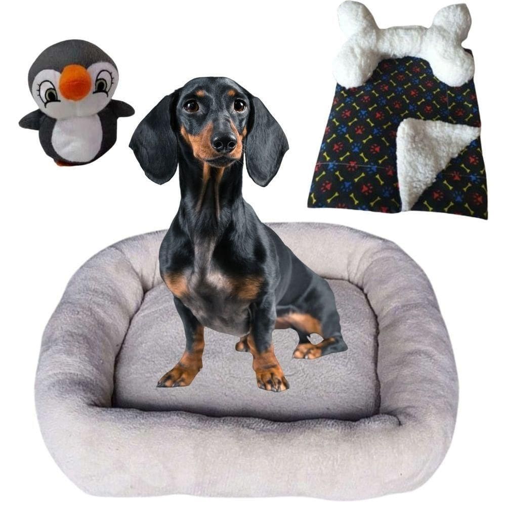 Kit Cama Pet Bigata G Luxo Com Osso Pelucia E Mantinha Avelã