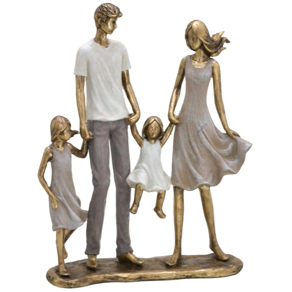 Escultura Família Decorativa em Resina 25cm Somos Quatro