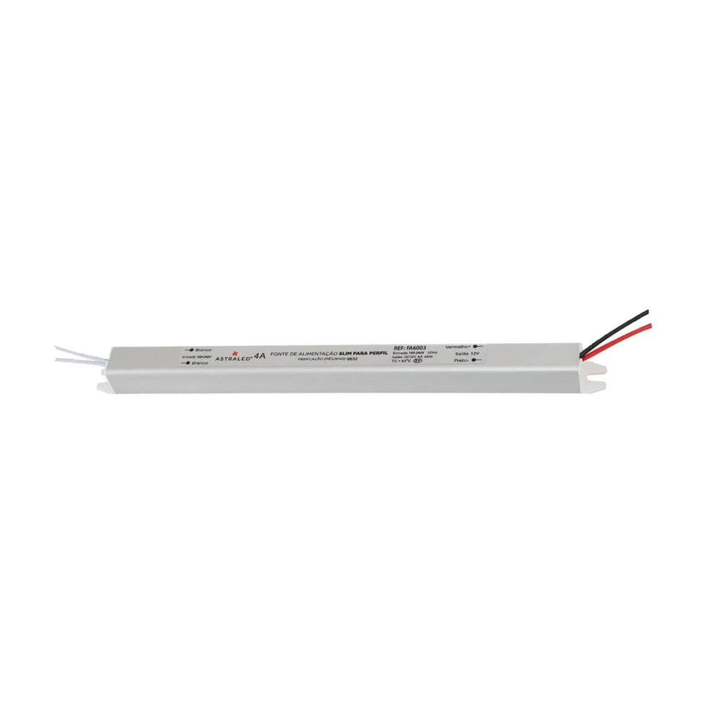 Fonte de Alimentação Slim para Perfil Astraled 12V 4A / 48W Bivolt