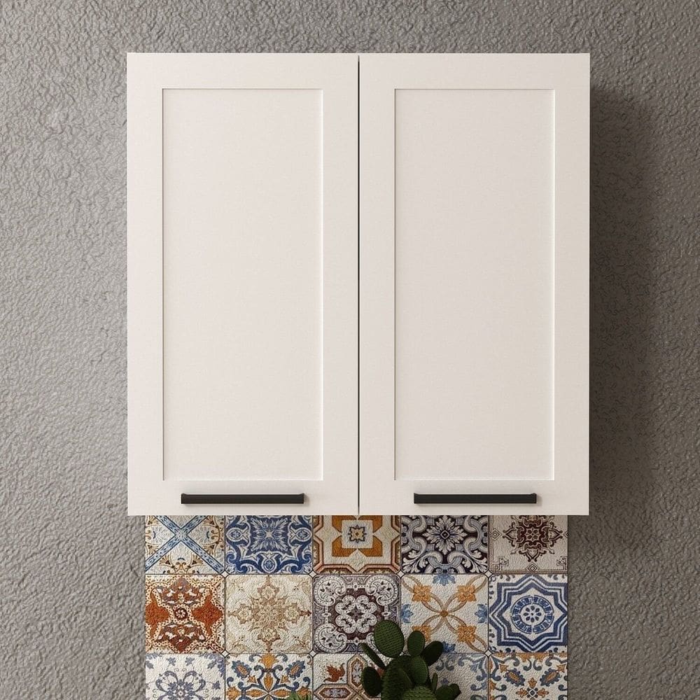 Armário Aéreo 80cm em Mdf com 2 Portas Almofada Branco