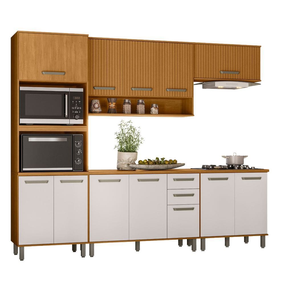Cozinha Modulada Criare 5 Peças com Torre Quente 12 portas com Tampo Poliman Móveis