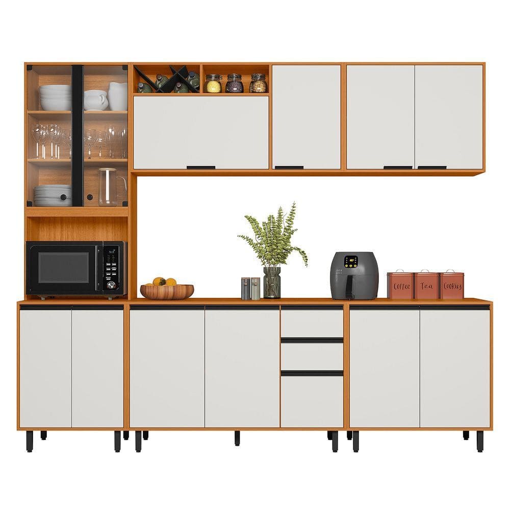 Cozinha Modulada Ravena 5 peças 11 Portas com Cristaleira Poliman Móveis