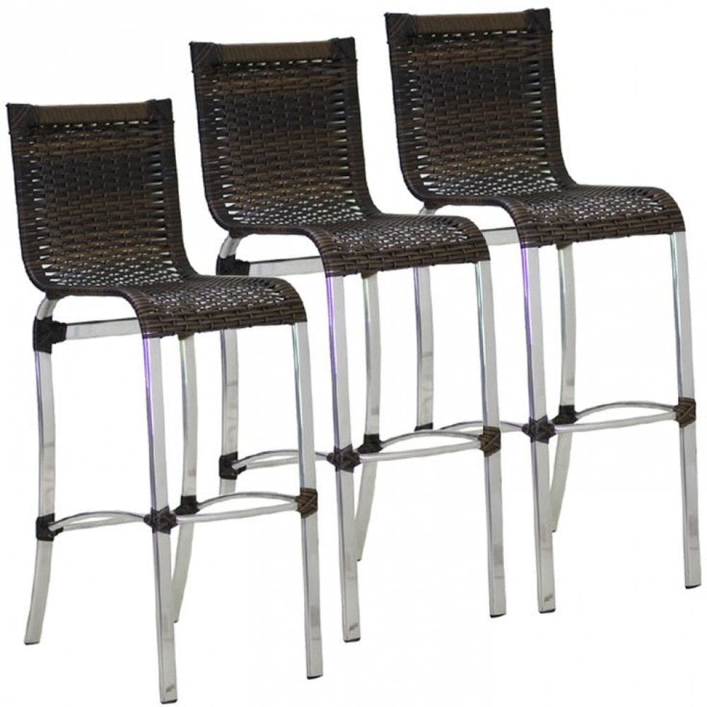 3 Banquetas Haiti em Alumínio Balcão Edícula e Cozinha Trama