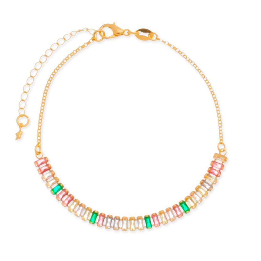 Pulseira Dourada De Pedras Coloridas
