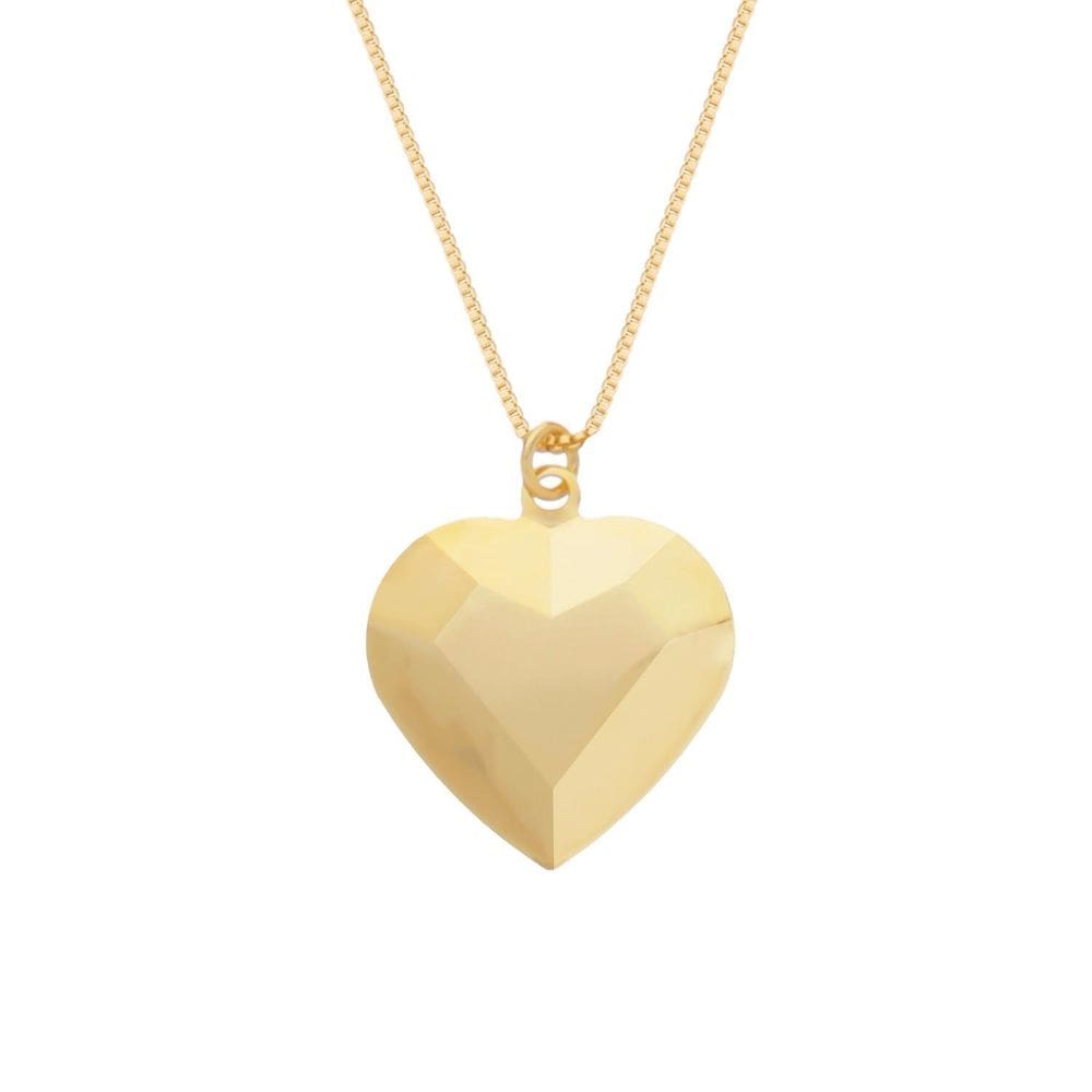 Colar Dourado De Coração Traços Retos