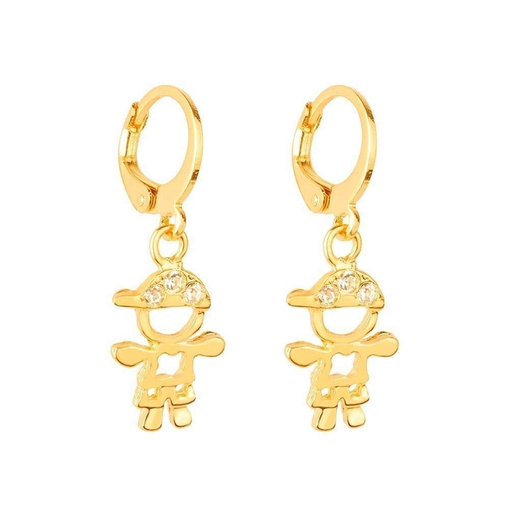 Brinco Dourado De Argolinha Filho Menino Pedras Zircônia