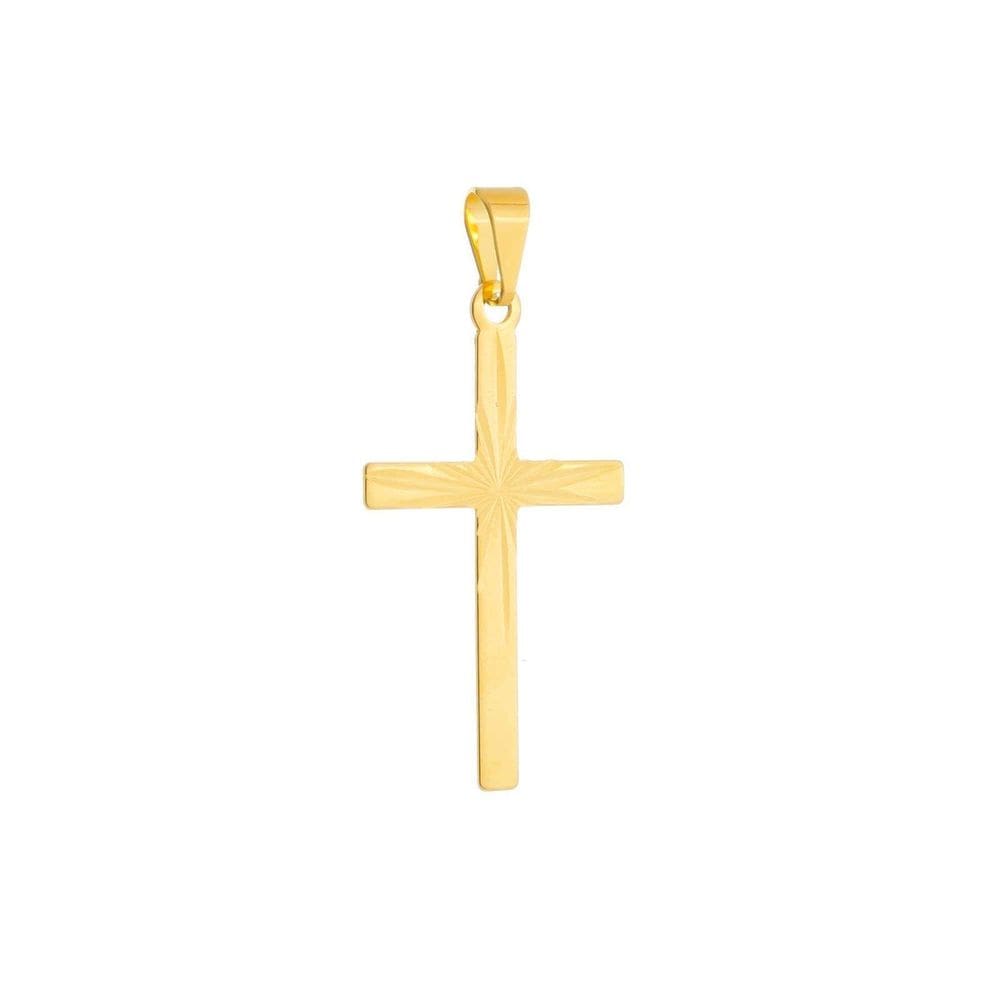 Pingente Dourado Masculino De Cruz