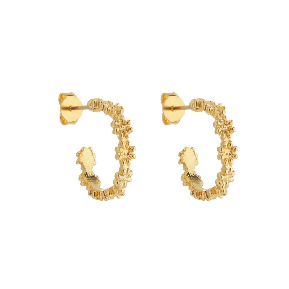 Brinco Dourado De Argola Formato De Flor