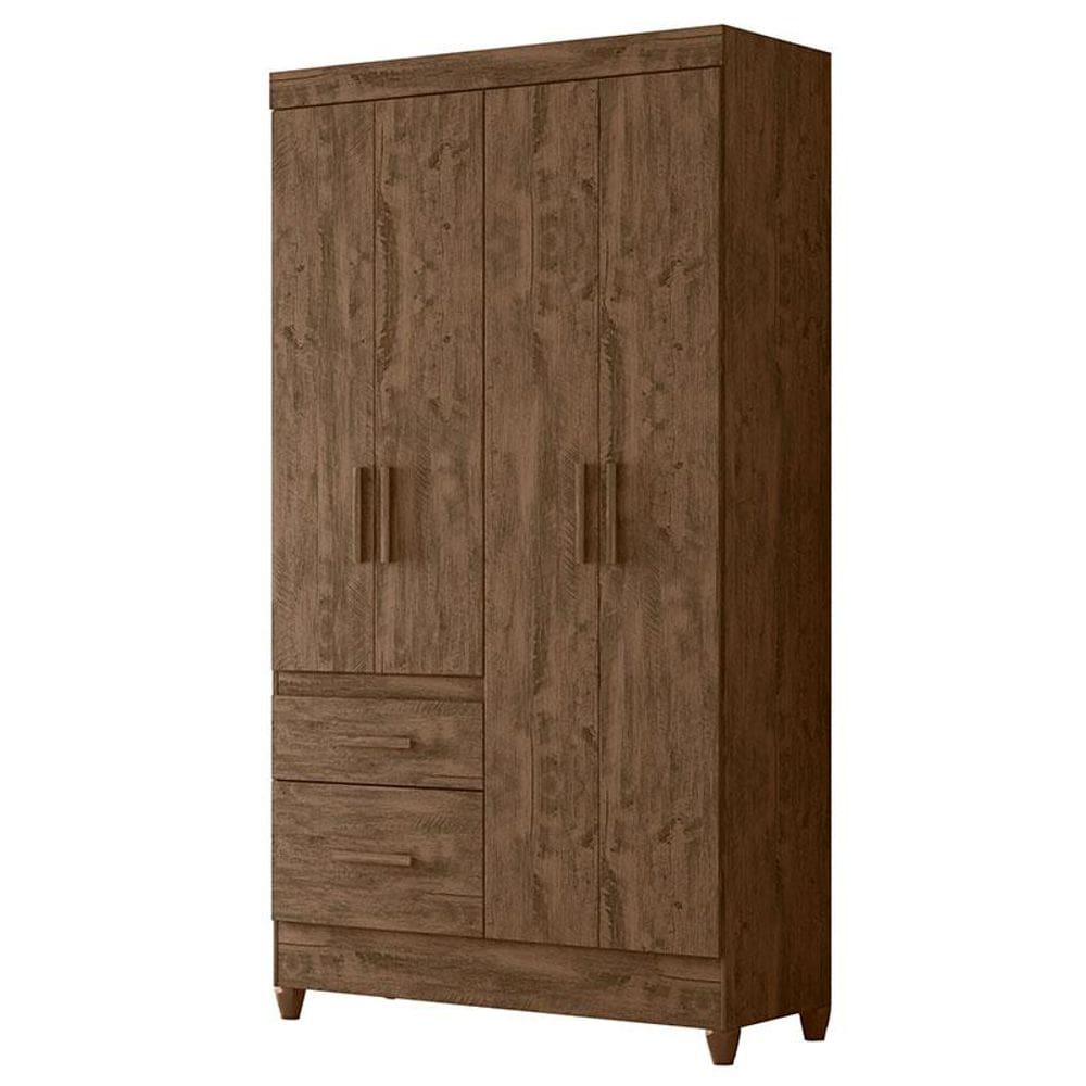 Guarda Roupa Solteiro Madri 4 Portas Castanho Wood - Moval
