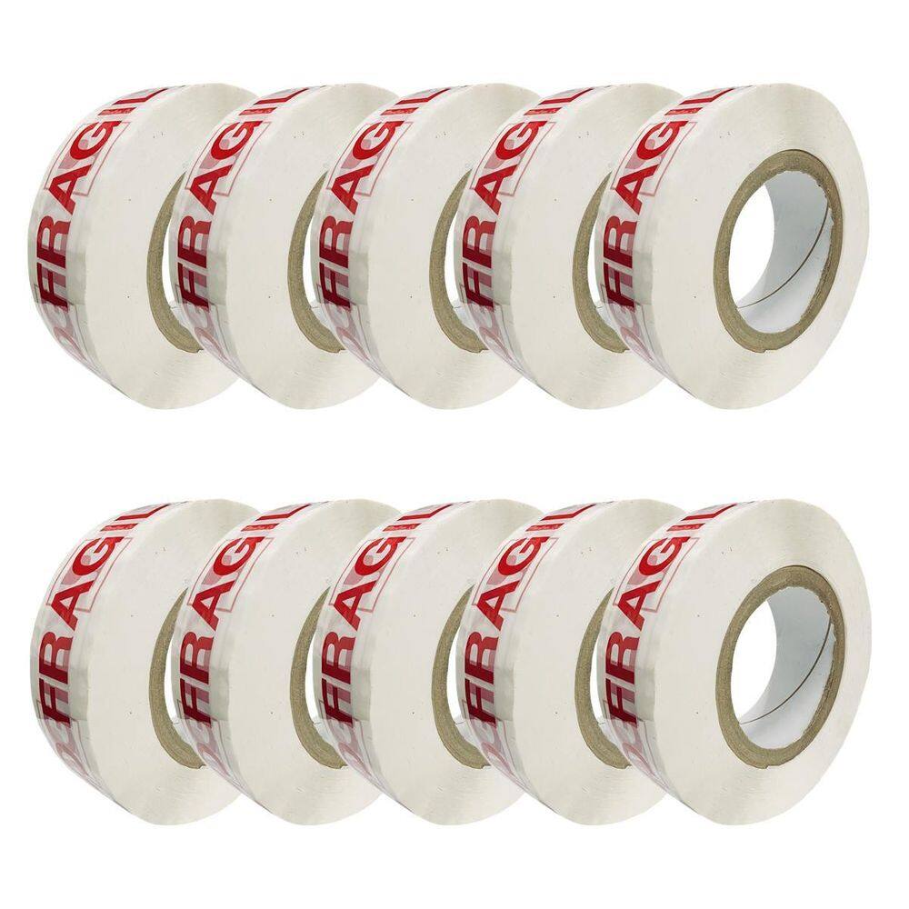 Kit Com 10 Rolos Fita Adesiva Durex Cuidado Frágil 300M