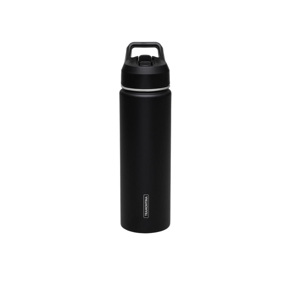 Garrafa Térmica Tramontina com Canudo 650 ml Preta