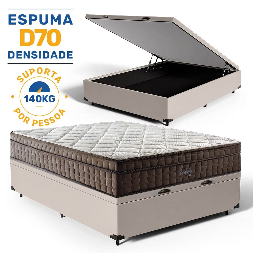 Cama Box Baú com Colchão de Espuma D70 Pillow In Ultra Dream Anjos Casal 138cm